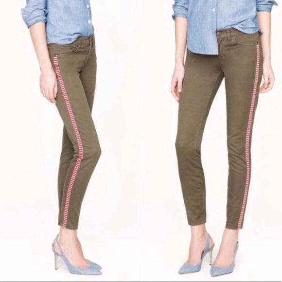 NWOT J. Crew Tuxedo Stripe Toothpick Ankle Jeans - Picture 1 of 8